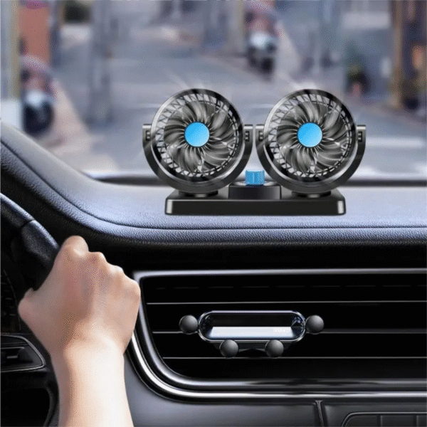 Ventilador Portátil Duplo Cabeça para Carro e Casa