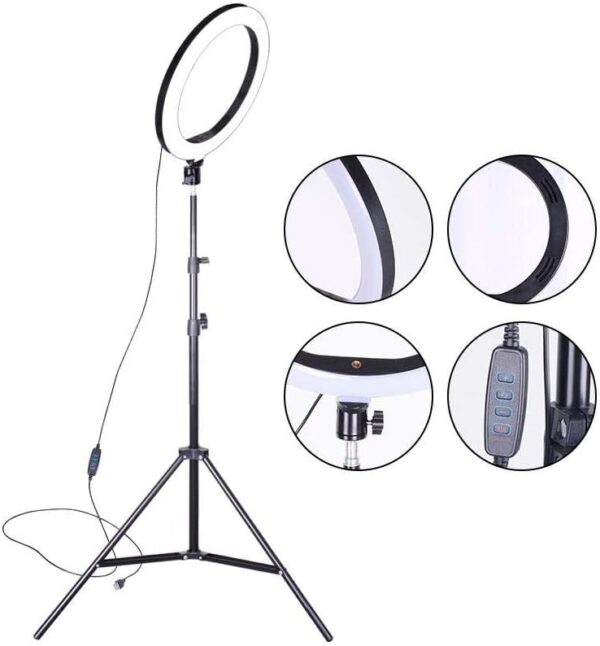 Ring Light 26cm com Tripé 2,10m LED USB Dimerizável