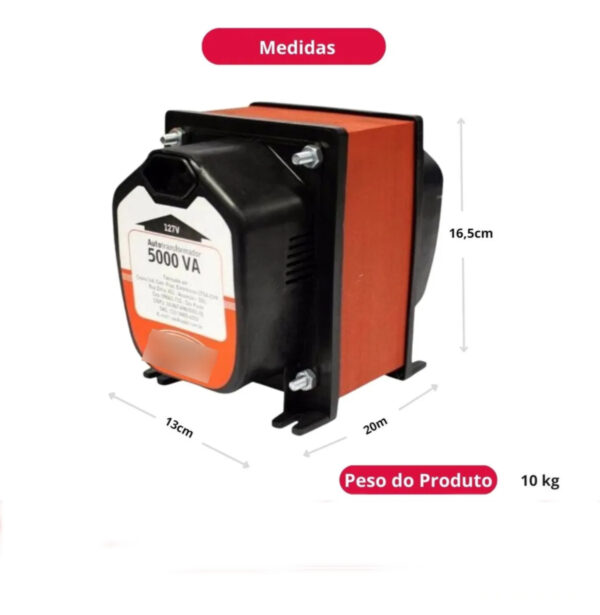 Auto Transformador 5000VA 3500W Borne 110V/220V Tripolar
