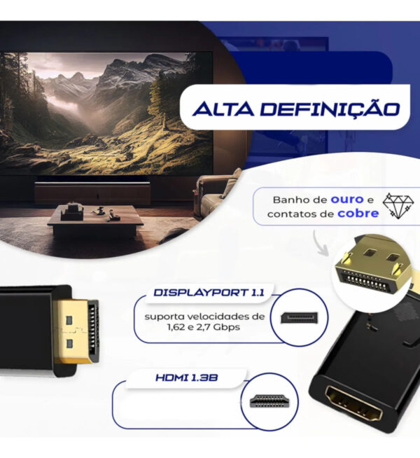 Conversor DisplayPort Para HDMI 4K 60Hz Atomo