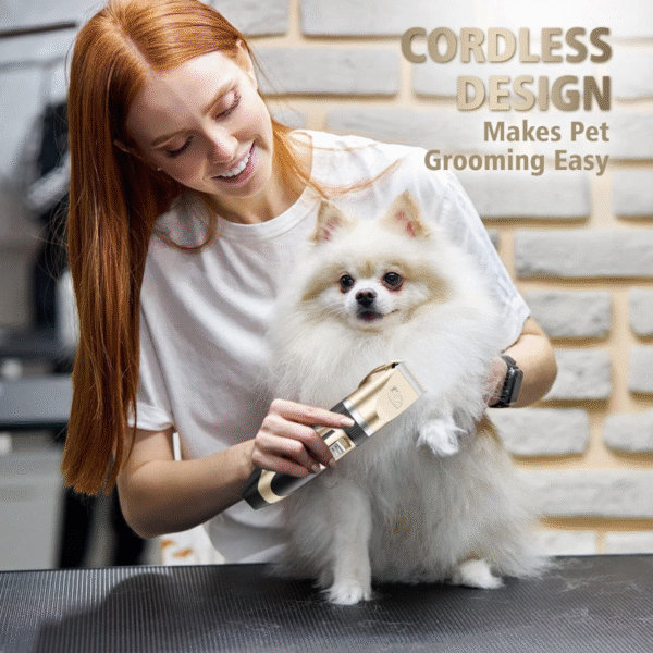 Kit Máquina de Tosa Profissional Dourada Pets USB