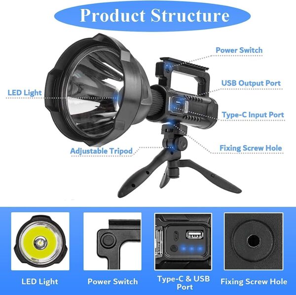Holofote LED Super Brilhante Luatek com Tripé e USB