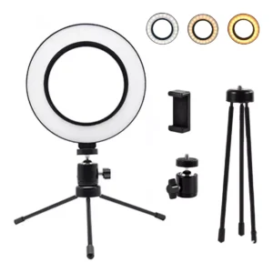 Ring Light LED 6 USB Para Celular e Tripé de Mesa