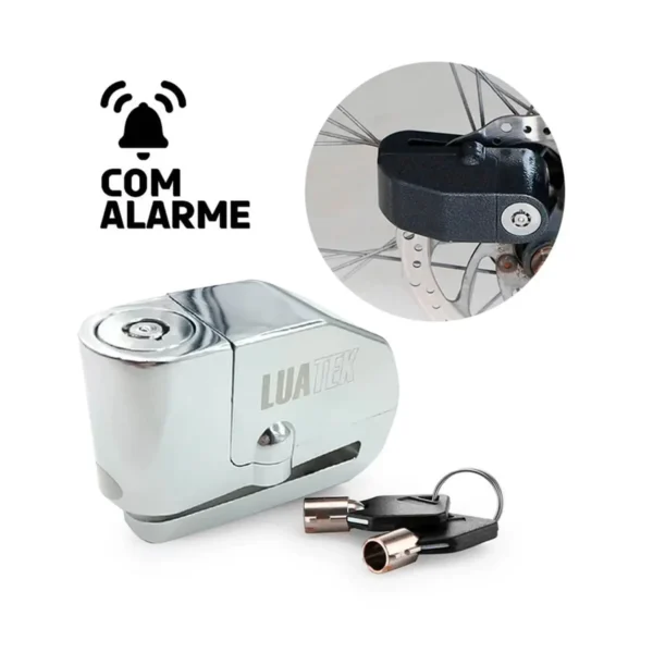 Trava Cadeado com Alarme para Moto Freio a Disco 110dB
