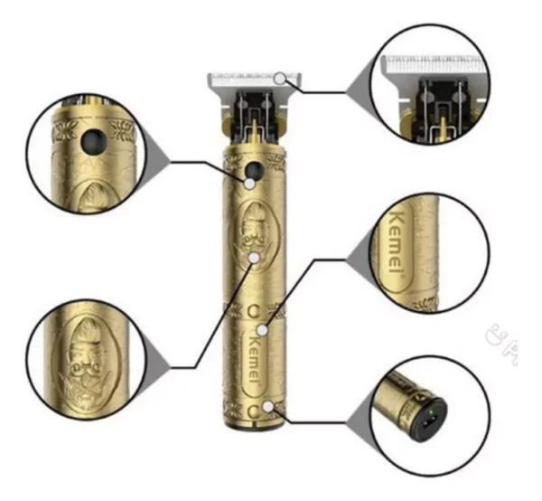 Aparador de Cabelo Kemei KM-700B Dourado Recarregável