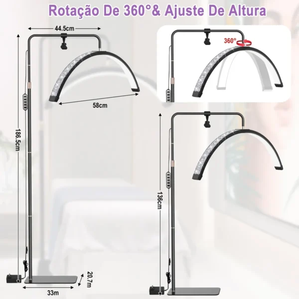 Luminária LED Meia Lua Estética 3 Cores com Diamante