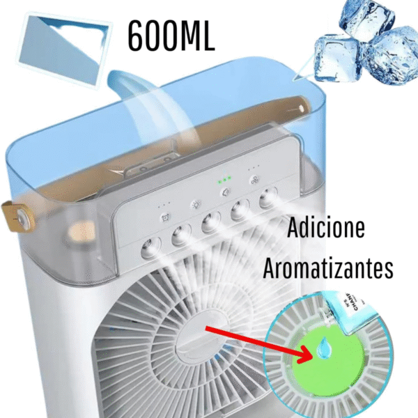 Ventilador Portátil de Mesa Umidificador LED 3 Velocidades