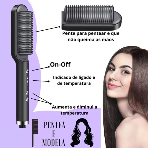Escova Alisadora 3 em 1 Profissional Seca e Modela