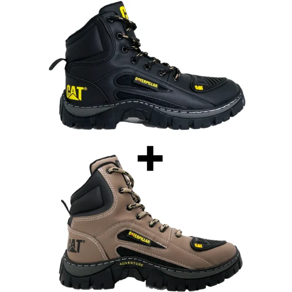 Kit 2 Pares de Botas Coturno Caterpillar CAT Cano Médio