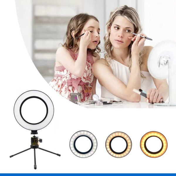 Ring Light 6 Polegadas LED 16cm Tripé Mesa Bivolt