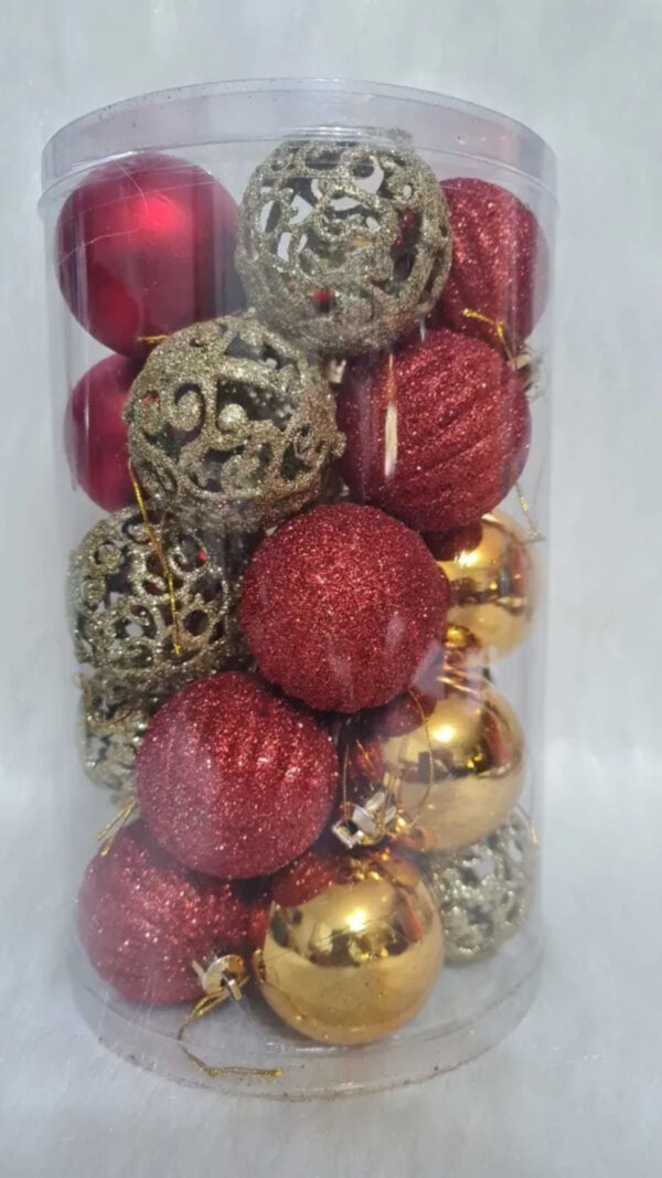 Caixa 25 Bolas Natal 5cm Arabesco Luxo Glamour