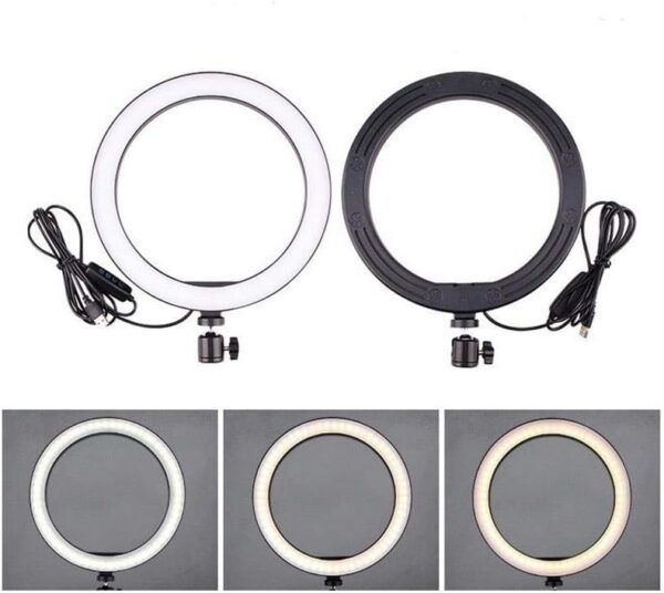 Ring Light 26cm com Tripé 2,10m LED USB Dimerizável