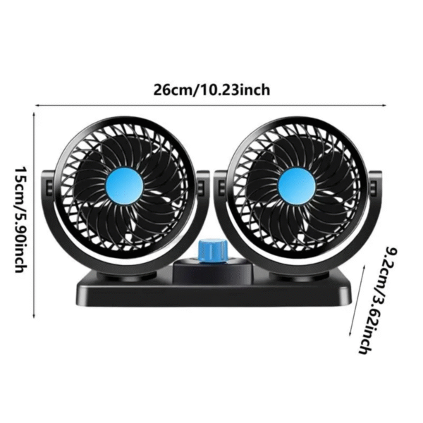 Ventilador Portátil Duplo Cabeça para Carro e Casa