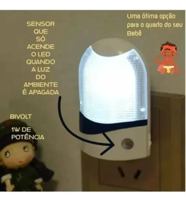 Luz Noturna LED Infantil Bivolt Sensor Fotocélula