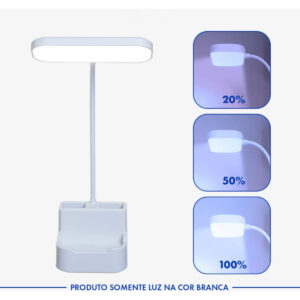 Mini Luminária LED Flexível com Suporte e Porta Caneta