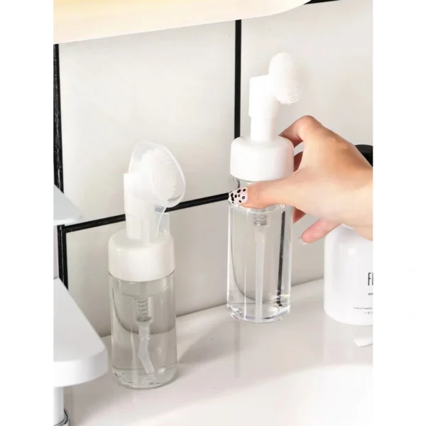Frasco Pump Espumador Com Escova De Silicone Para Limpeza Facial