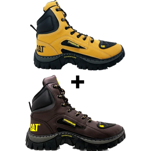Kit 2 Pares de Botas Coturno Caterpillar CAT Cano Médio