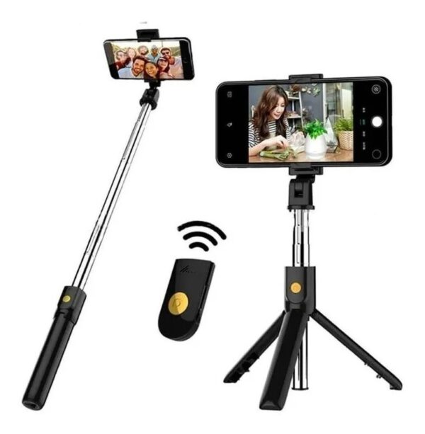 Pau de Selfie Bastão Tripé Bluetooth 360° 3 em 1