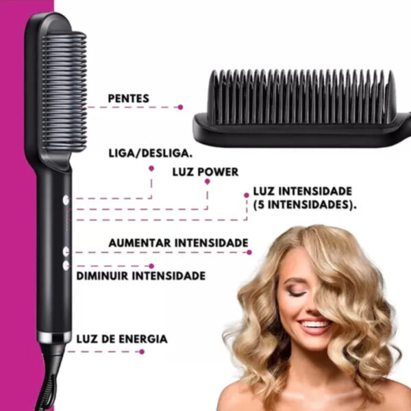 Escova Alisadora 3 em 1 Profissional Seca e Modela