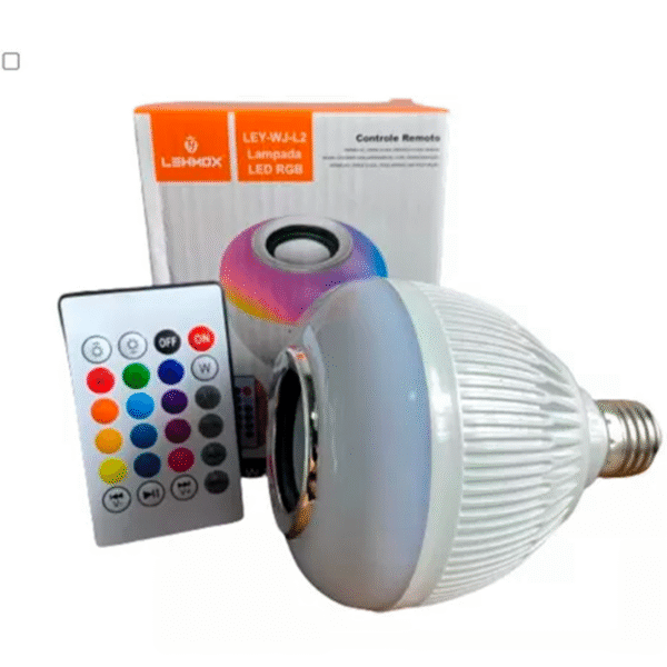 Lâmpada LED Bluetooth RGB com Música e Controle Remoto
