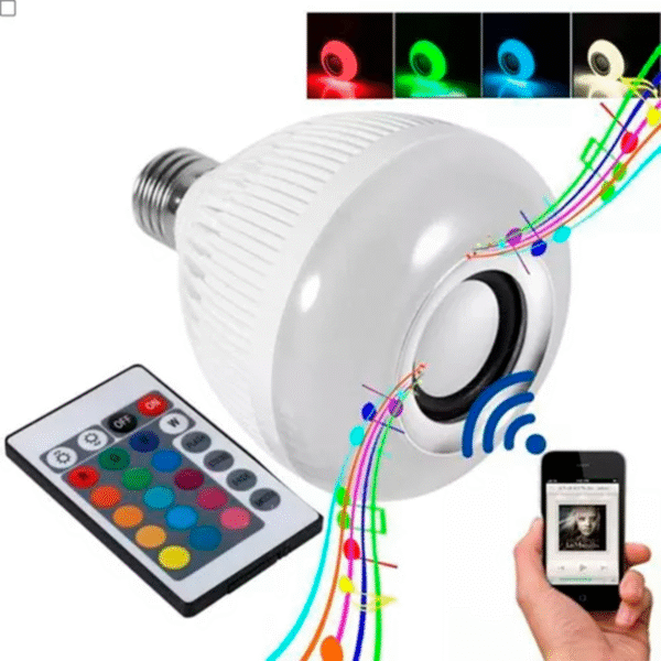 Lâmpada LED Bluetooth RGB com Música e Controle Remoto