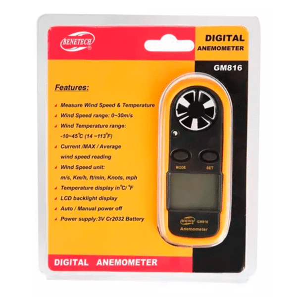 Anemômetro Proster GM816A Medidor de Vento e Temperatura