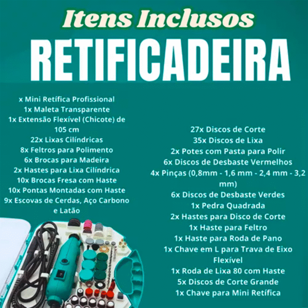 Kit Mini Retífica 128 Acessórios Maleta Azul 135w