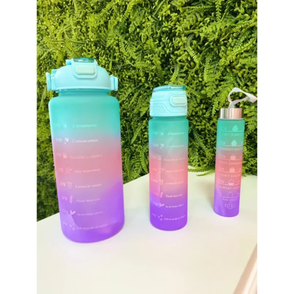 Kit 3 Garrafas de Água Squeeze Motivacional
