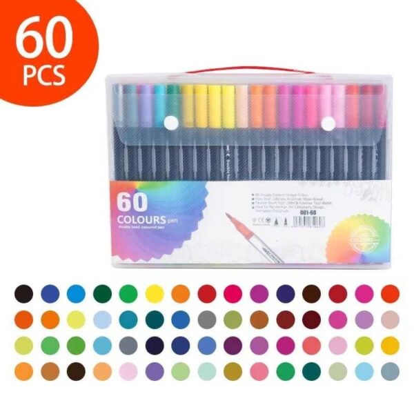 Caneta Brush Pen 36 a 120 Cores Ponta Fina e Pincel