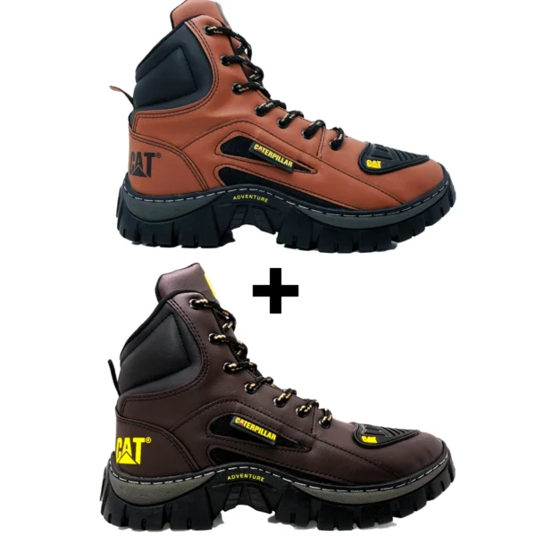 Kit 2 Pares de Botas Coturno Caterpillar CAT Cano Médio