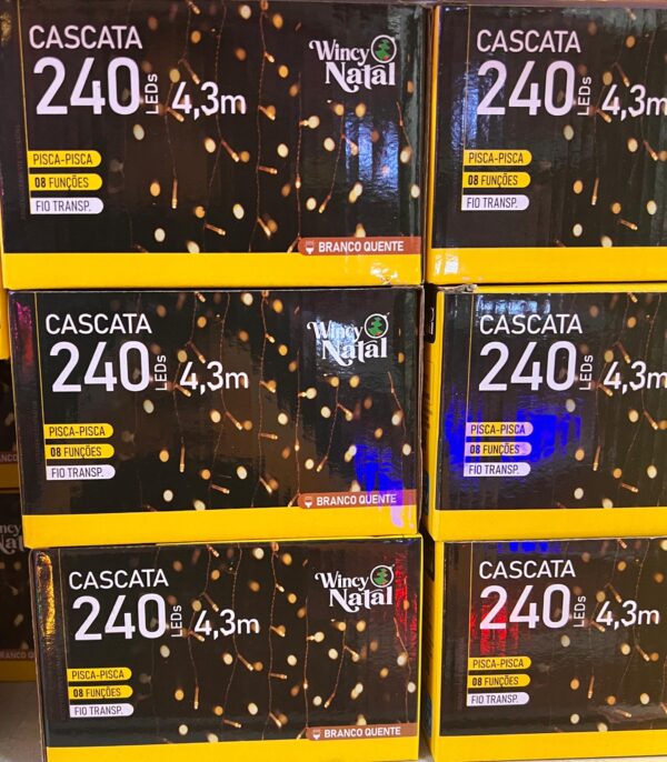 Cascata 240 LED 4,3m Natal Pisca Luz Decoração