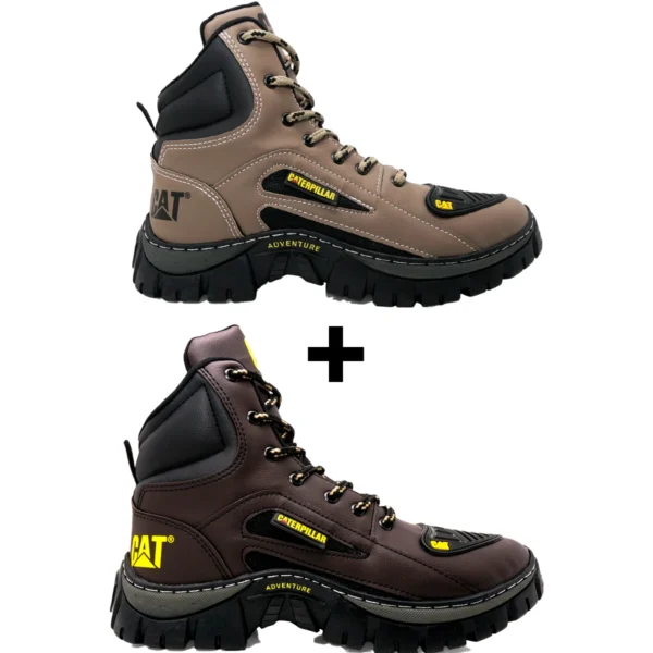Kit 2 Pares de Botas Coturno Caterpillar CAT Cano Médio