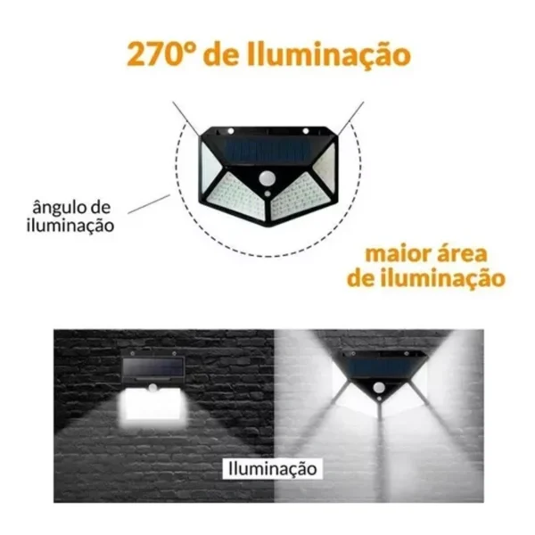 Luminária Solar com 100 LEDs e Sensor de Presença