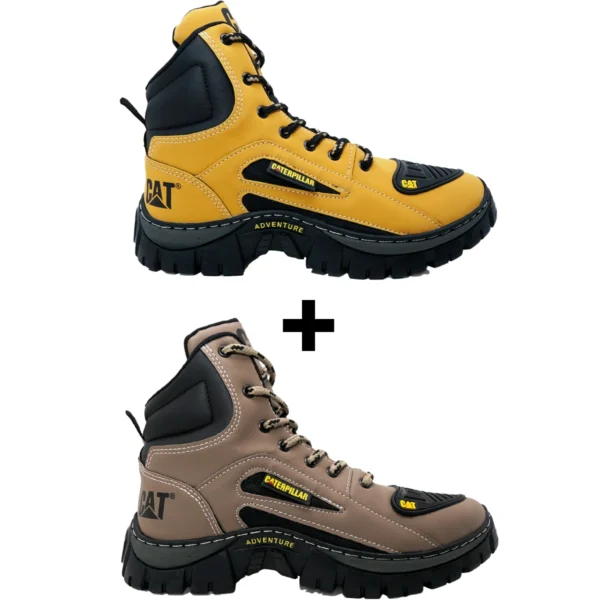 Kit 2 Pares de Botas Coturno Caterpillar CAT Cano Médio