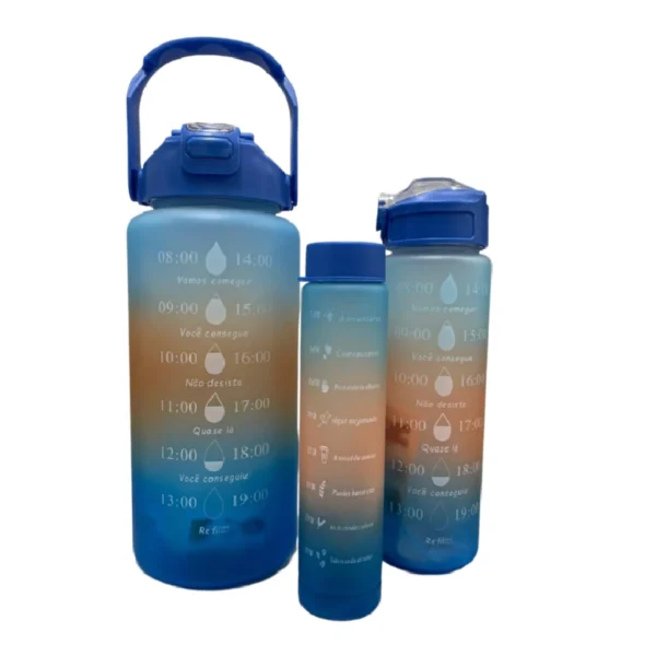 Kit 3 Garrafas de Água Squeeze Motivacional