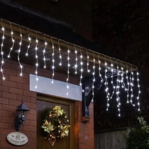 Cascata 240 LED 4,3m Natal Pisca Luz Decoração